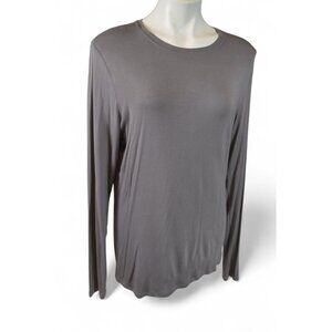 Babaton Long Sleeve Crew Neck Shirt Gray IX Lightweight Stretchy Top